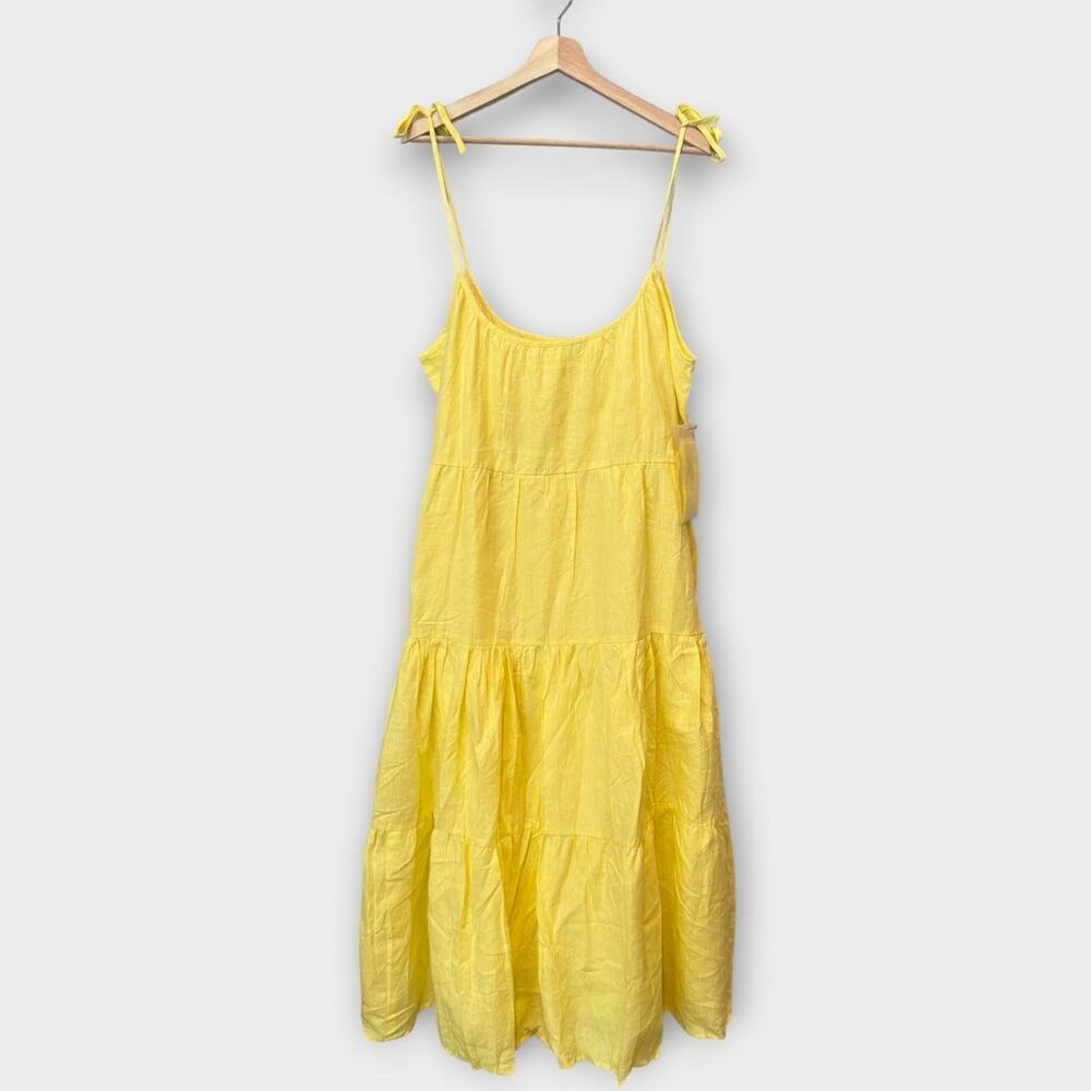NWT Mille Resort & Travel Maui Lemonade Yellow Linen Maxi Dress Size Medium - Picture 4 of 10